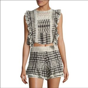 Free People cotton ruffle short set